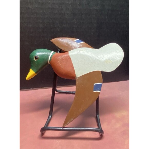 Vintage Wood Handcrafted Mallard Duck Wall Art Hanging Plaque Hand Painted - Picture 1 of 7